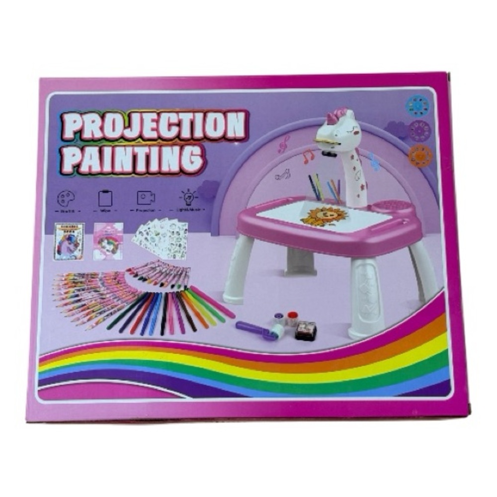 Kids Unicorn Projection Painting Art Table – Drawing & Coloring Toy | Open Box